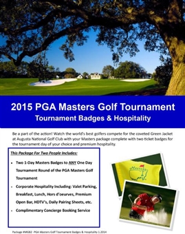 2015 PGA Masters Golf Tournament Experience (Presented by Taste of the NFL)